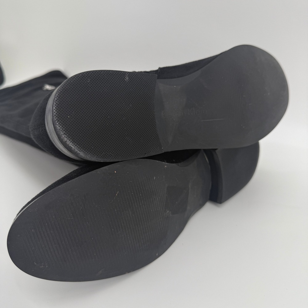 Calvin Klein Rae Over The Knee Boots Black Suede Women's 8.5M Flat Zip 21" Tall - Picture 6 of 8
